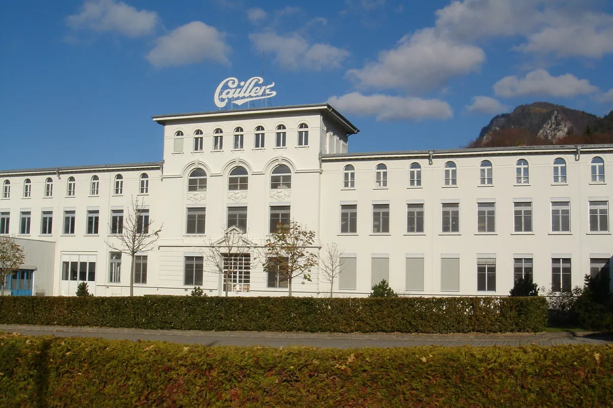 Sunny exterior view of the Maison Cailler chocolate factory